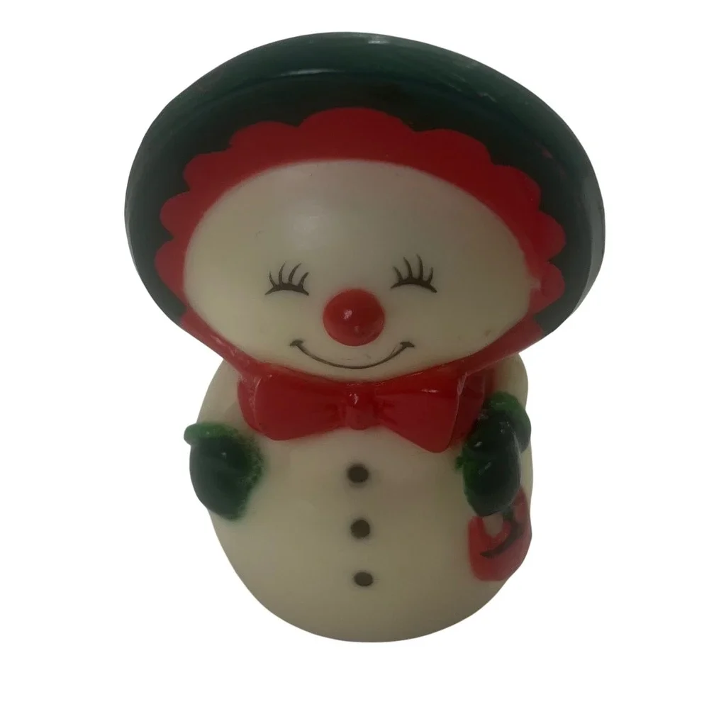 Vtg Hallmark Mr‎ Mrs Snowman Happy Merry Salt & Pepper Plastic Christmas Shakers